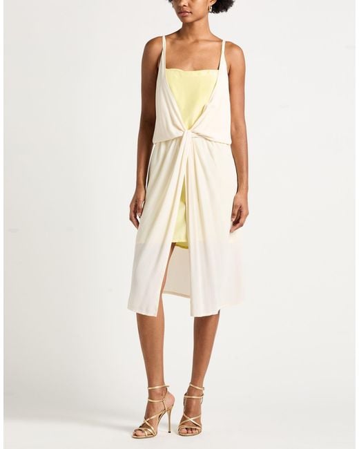 SEVENTY VENEZIA White Midi Dress Acetate, Silk