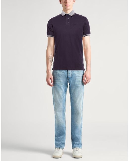 Emporio Armani Blue Polo Shirt Cotton for men