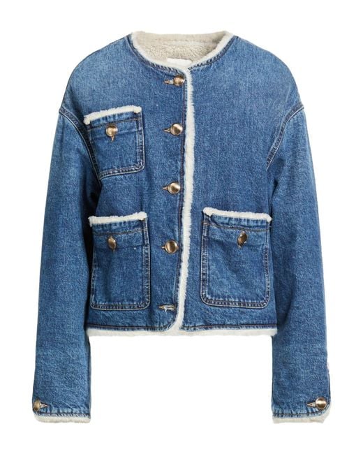 Sandro Blue Denim Outerwear Cotton, Polyester, Acrylic