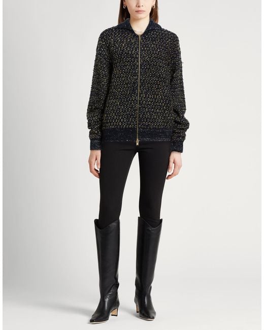 Fabiana Filippi Black Cardigan Virgin Wool, Polyamide, Silk, Mohair Wool, Metallic Fiber