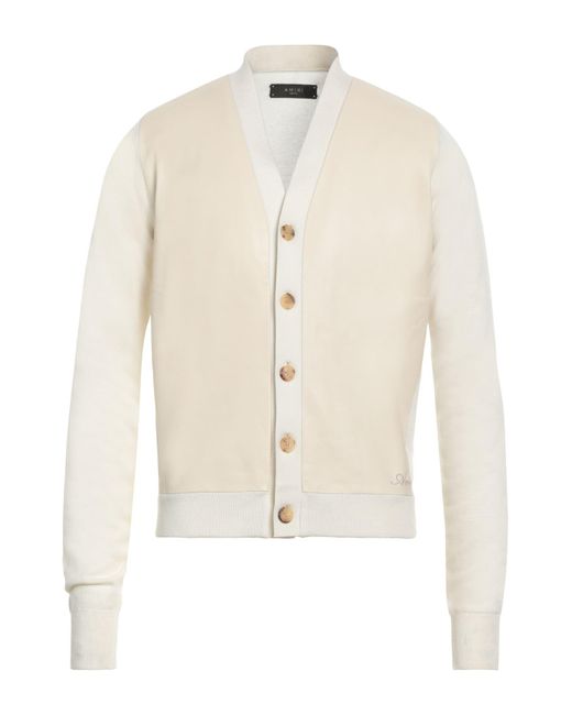 Amiri White Cardigan Cashmere, Silk, Leather for men