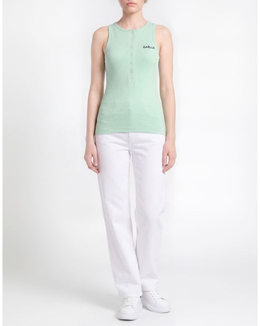Gaelle Paris Green Tank Top Cotton, Elastane
