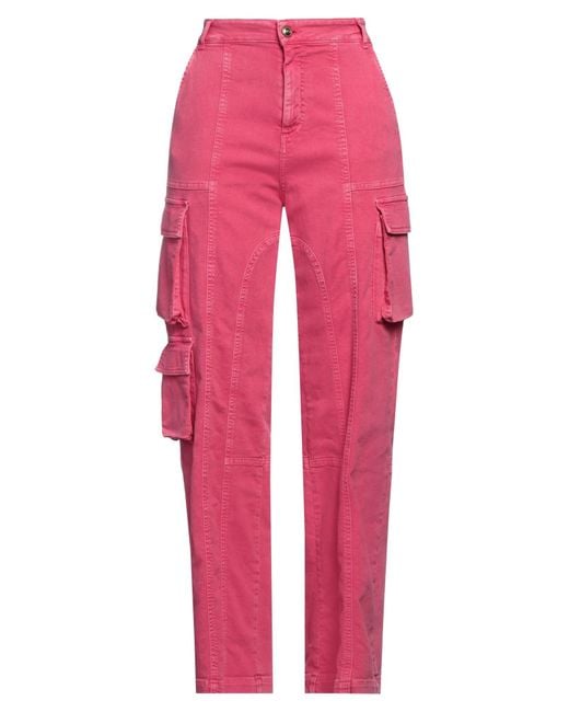 Versace Jeans Couture Pink Fuchsia Pants Cotton, Elastane