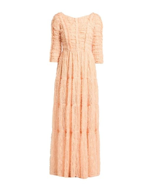 Elisabetta Franchi Pink Apricot Maxi Dress Polyester, Polyamide