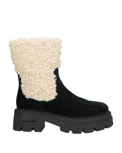 Sergio Rossi Women's Black Ankle Boots Shearling, Leather