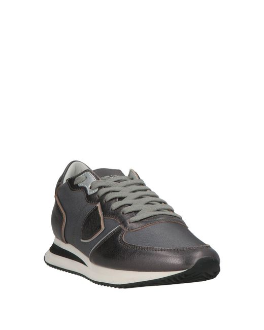 Philippe Model Gray Sneakers Leather, Textile Fibers