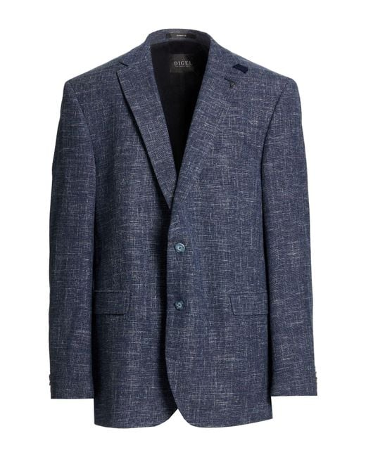DIGEL Blue Blazer Polyester, Cotton, Virgin Wool, Polyamide, Elastane for men