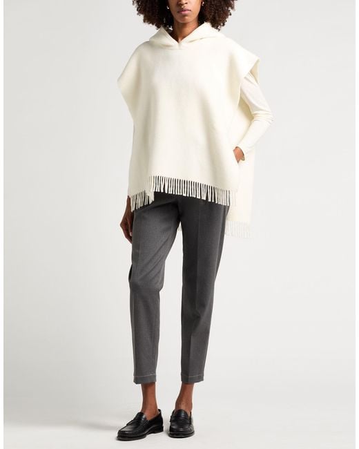 Brunello Cucinelli White Cashmere Cape Wool, Cashmere