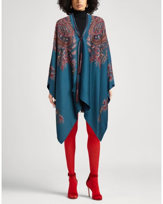 Etro Blue Deep Cape Wool, Modal
