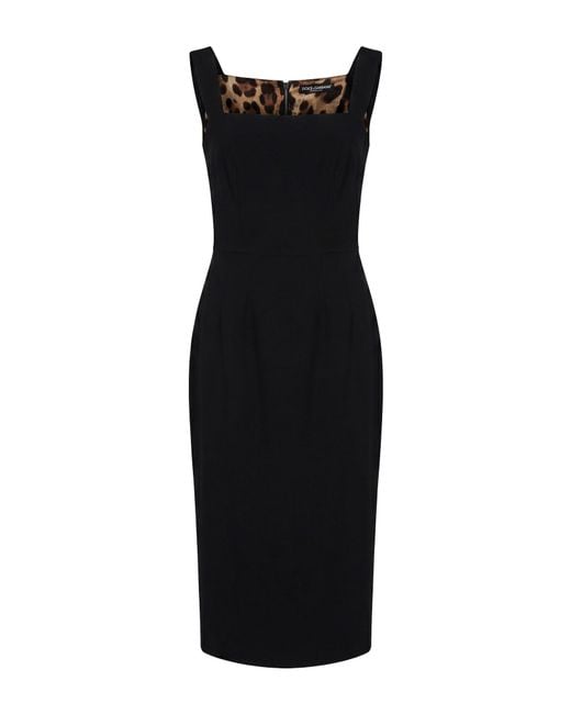 Dolce & Gabbana Black Midi Dress Viscose, Acetate, Elastane