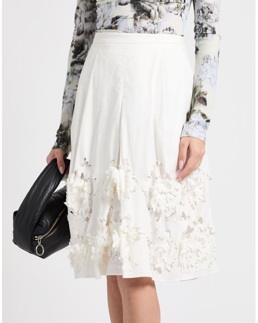 Alberta Ferretti White Midi Skirt Cotton