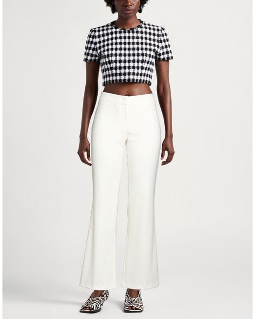 Seductive White Ivory Pants Polyester, Elastane