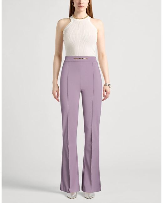 Elisabetta Franchi Purple Pants Polyester, Elastane