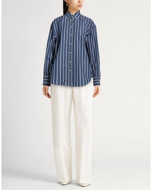Brunello Cucinelli Blue Shirt Cotton, Silk, Brass