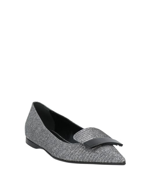 Sergio Rossi Gray Ballet Flats Textile Fibers