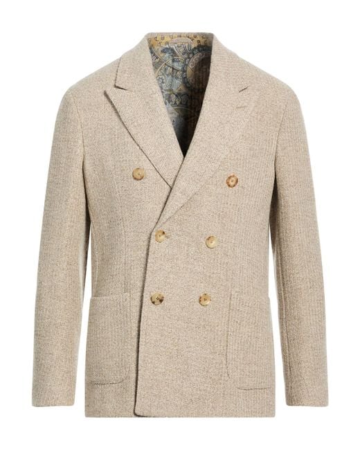 Etro Natural Blazer Wool, Cashmere for men