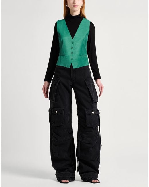P.A.R.O.S.H. Green Tailored Vest Viscose, Linen