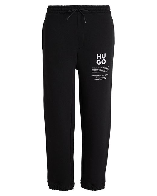 HUGO Black Pants Cotton, Polyester for men