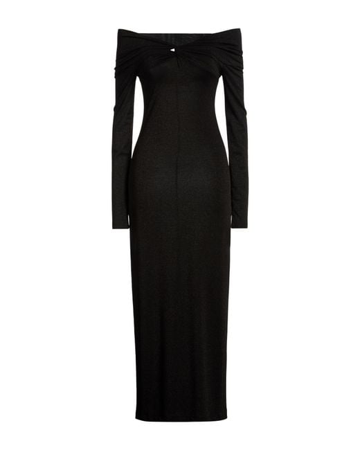 Ottod'Ame Black Midi Dress Viscose, Polyester, Polyamide, Elastane