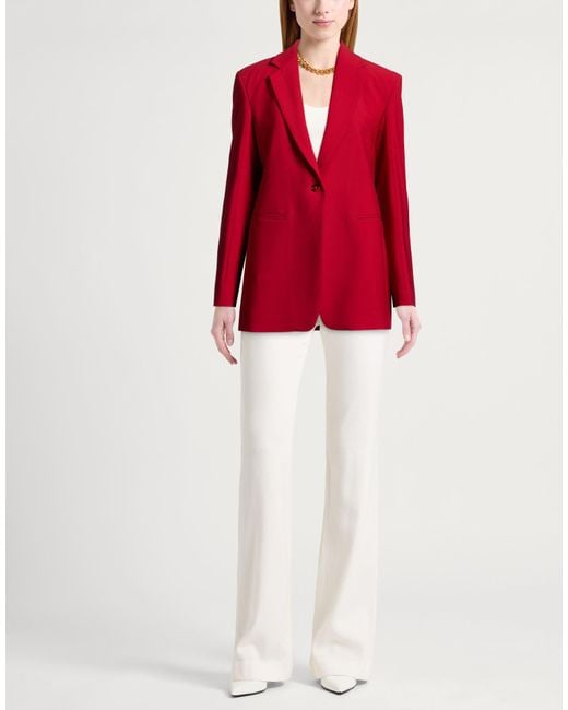 Dondup Red Blazer Polyester, Virgin Wool, Elastane
