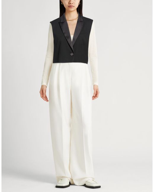 Twinset Black Tailored Vest Polyester, Wool, Viscose, Elastane