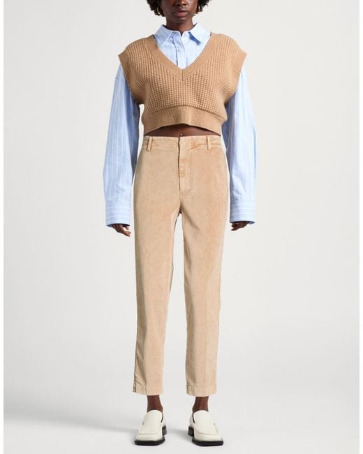 Dondup Natural Camel Pants Cotton, Elastane