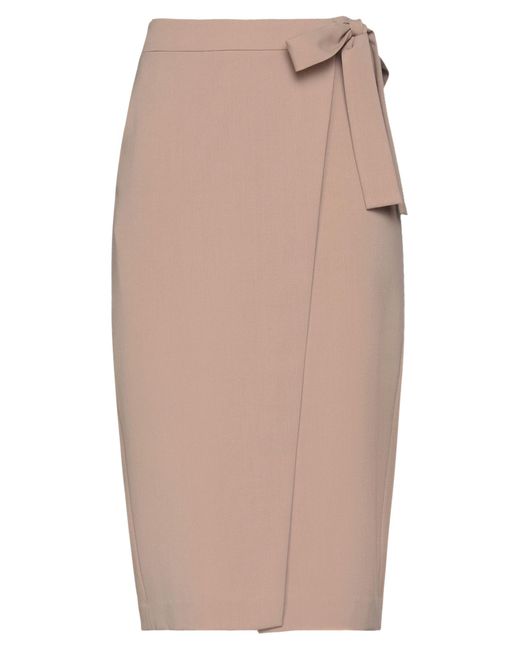 SEVENTY VENEZIA Natural Midi Skirt Polyester, Wool, Elastane