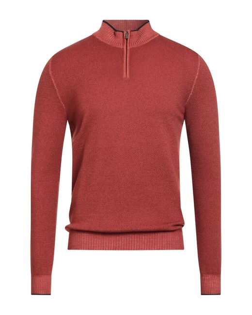 Fedeli Red Rust Turtleneck Merino Wool for men