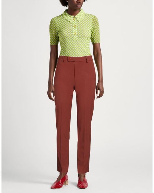 Hanita Red Pants Polyester, Wool, Elastane