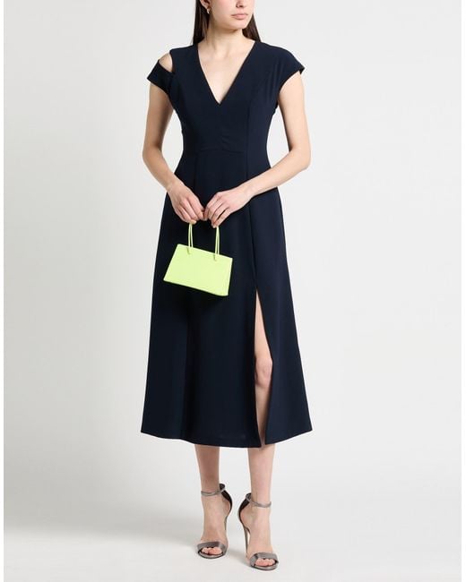 Alpha Studio Blue Midnight Midi Dress Polyester, Elastane