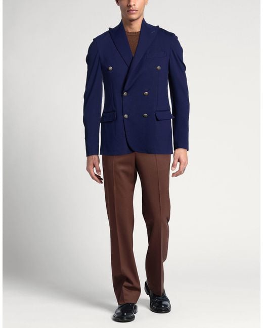 Bharnaba Blue Blazer Viscose, Polyamide, Elastane for men
