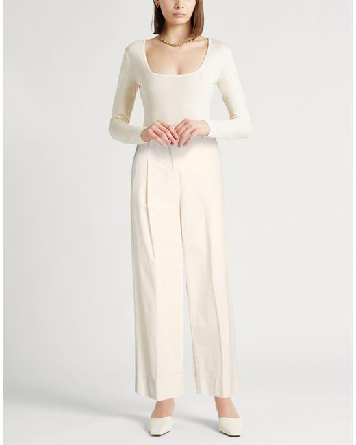 Peserico White Pants Cotton, Lyocell, Elastane