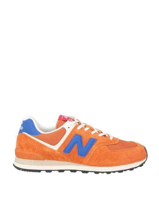 New Balance Orange 574 Sneakers Leather, Textile Fibers for men