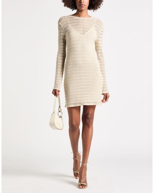 Missoni Natural Ivory Mini Dress Viscose, Metallic Fiber