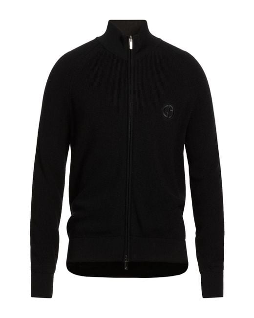 Giorgio Armani Black Cardigan Virgin Wool for men