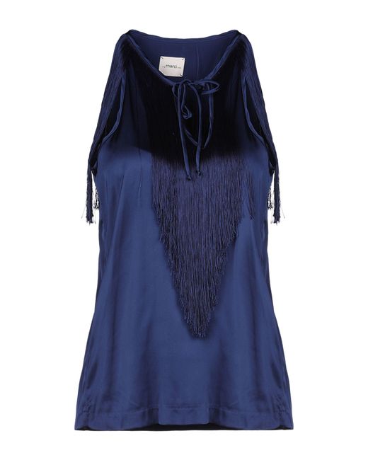 ..,merci Top da donna di colore blu ..,merci Top da donna di colore blu