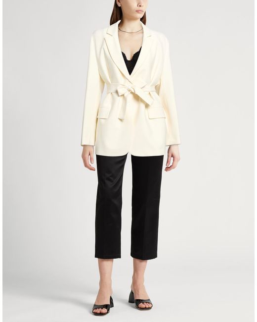 Semicouture Natural Blazer Polyester, Virgin Wool, Elastane