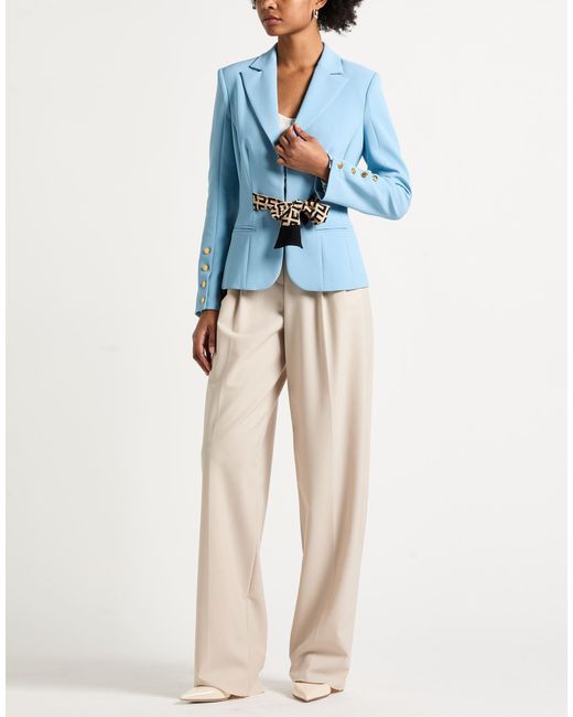 Elisabetta Franchi Blue Blazer Polyester, Elastane