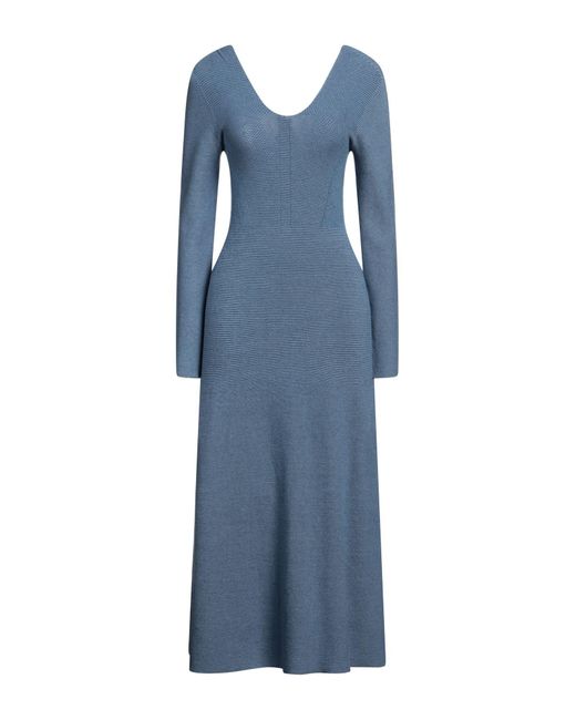Emporio Armani Blue Pastel Midi Dress Viscose, Polyamide, Cashmere