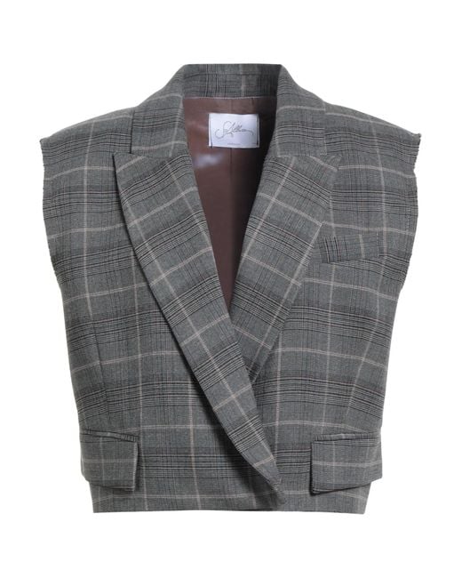 Soallure Gray Charcoal Blazer Polyester, Rayon, Elastane