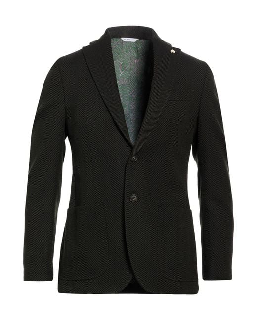 Manuel Ritz Black Dark Blazer Virgin Wool, Cotton for men