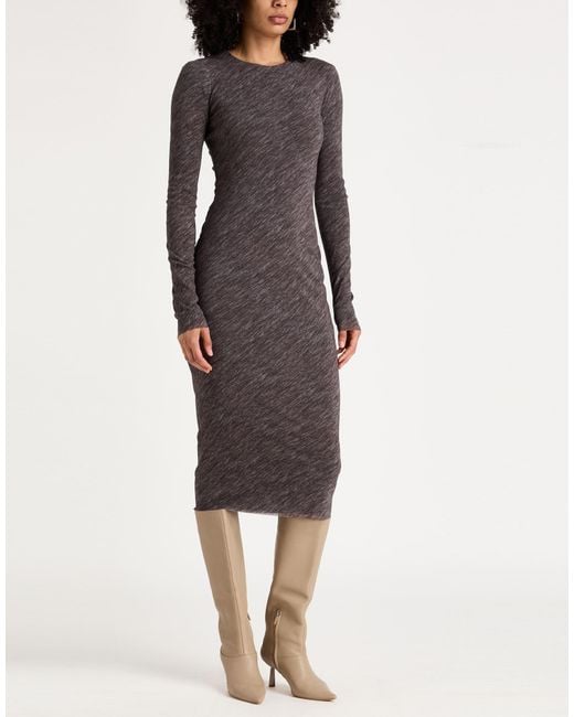 Philosophy Di Lorenzo Serafini Brown Charcoal Midi Dress Polyamide