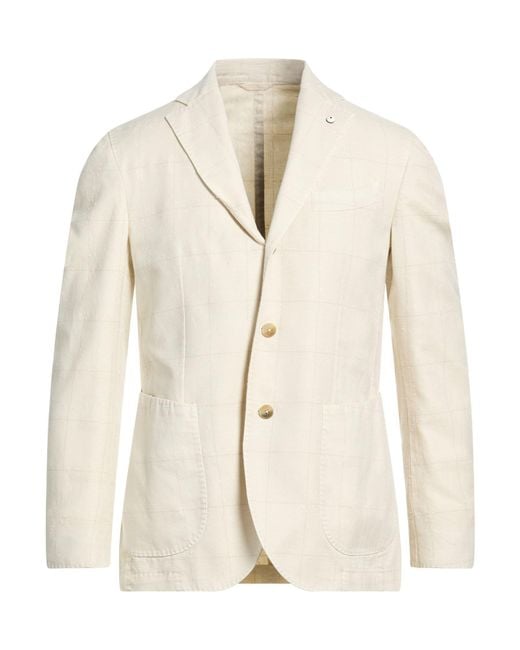 L.b.m. 1911 Natural Blazer Cotton, Linen, Polyamide for men