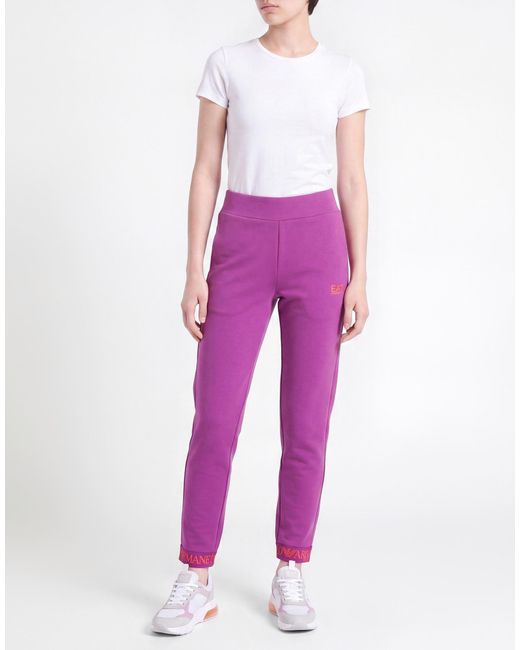 EA7 Purple Mauve Pants Cotton, Polyester