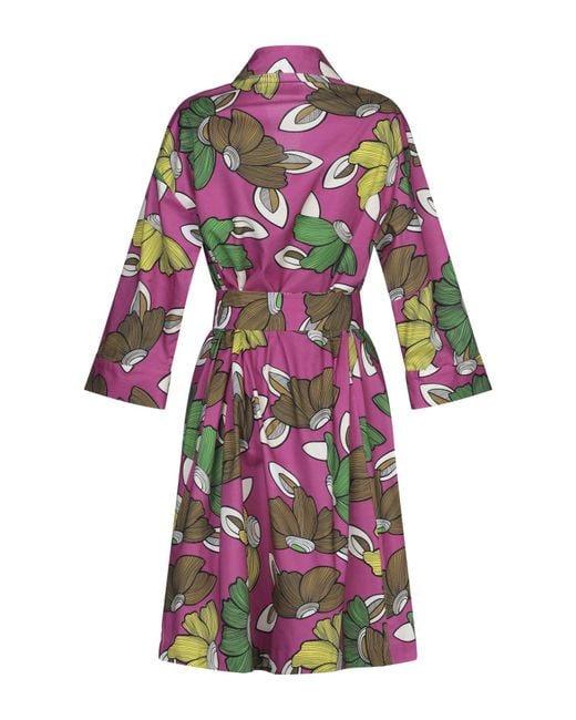 Niu Red Fuchsia Midi Dress Cotton