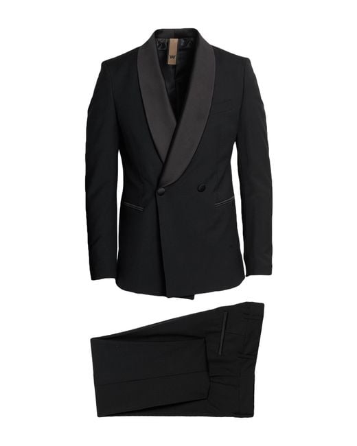 MULISH Black Suit Polyester, Wool, Elastane for men
