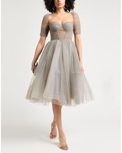 Elisabetta Franchi Gray Midi Dress
