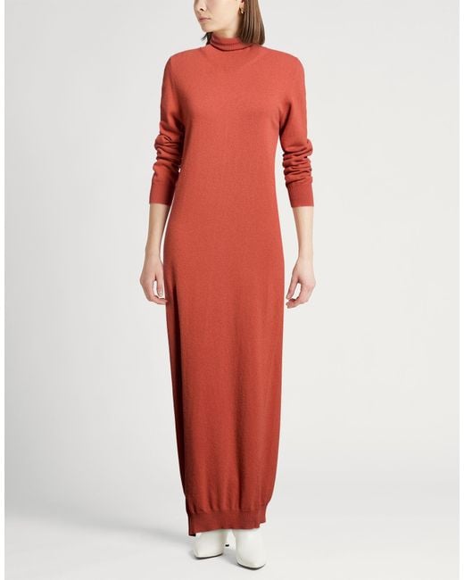 Semicouture Red Maxi Dress Virgin Wool, Cashmere