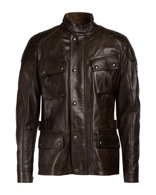 Belstaff Black Military Jacket Cow Leather for men