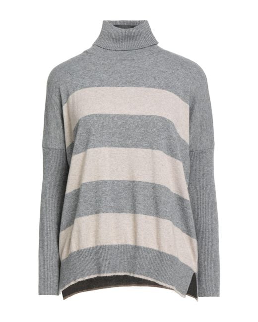 Messagerie Gray Turtleneck Merino Wool, Viscose, Cashmere, Microfiber